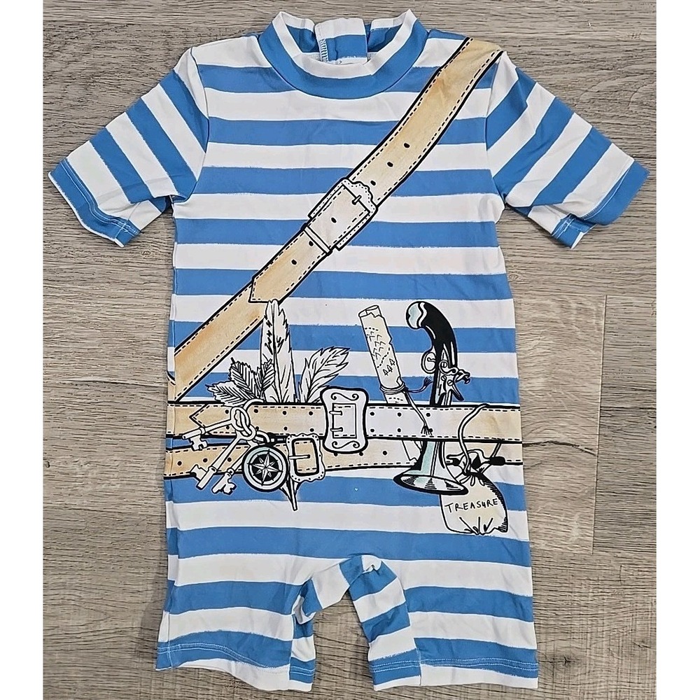 STELLA McCARTNEY Kids Treasure Infants Blue Stripe One Piece Swim Size 18 Months